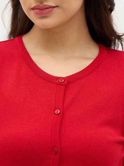 Madame Round Neck Red Cardigan