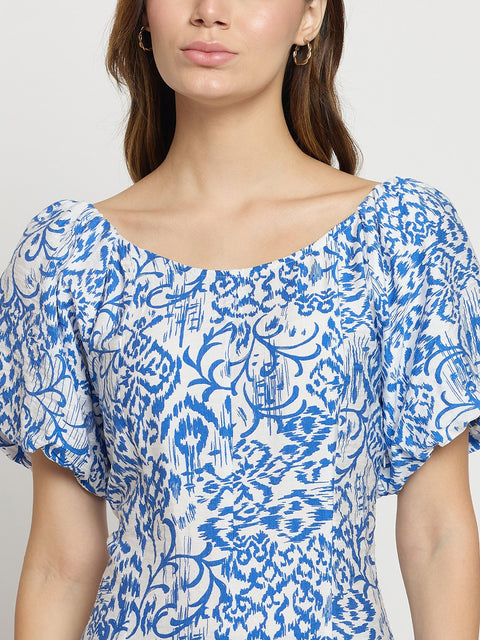 Madame Blue Rayon Blend Dress