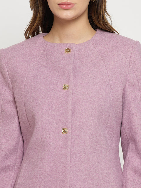 Madame Mauve Round Neck Full Sleeve Short Coat