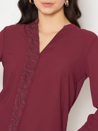 Madame Maroon Solid Shirt