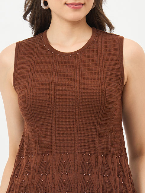Madame Brown Cotton-Blend Knit Top