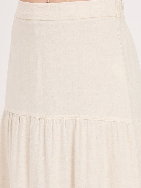 Madame Beige Tiered Rayon Blend Skirt