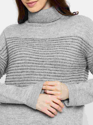 Madame Striped Grey High Neck Sweater