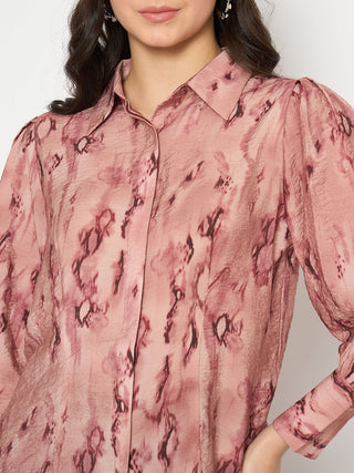 Madame All Over Printed Nylon Blend Pink Shirt