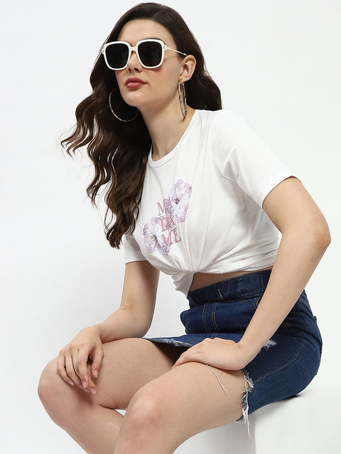 Madame Graphic Print White Cotton T-Shirt