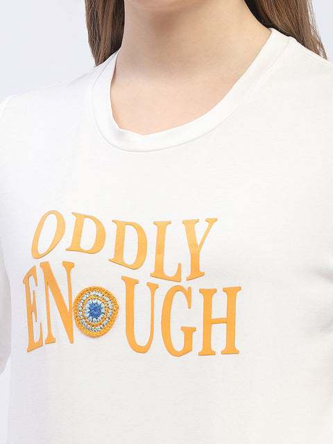 Madame Typography White Regular T-Shirt