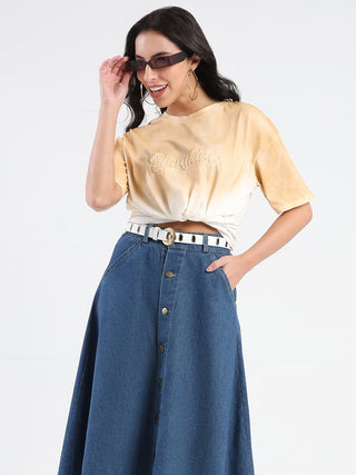 Madame Ombre Loose Fit Peach Oversize Cotton T-shirt