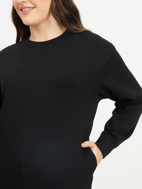 Madame Solid Black Sweat-Shirt