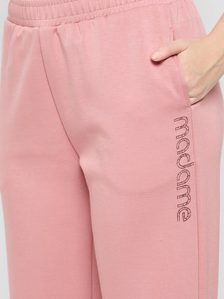 Madame Typography Print Blush Pink Track Bottoms