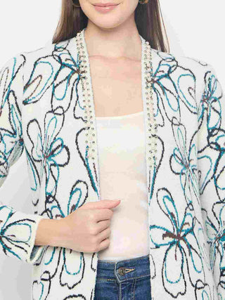 Madame Floral Print Multicolor Open Long Shrug