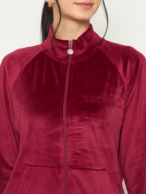 mSECRET Maroon Mock Neck Night Suit