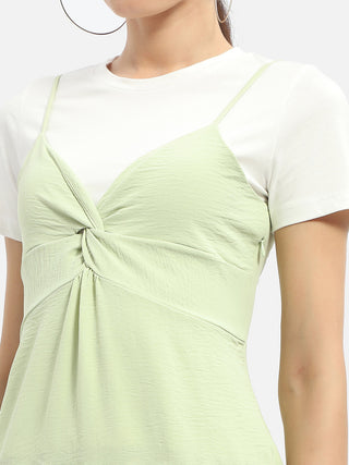 Madame Knotted Pastel Green Midi Dress