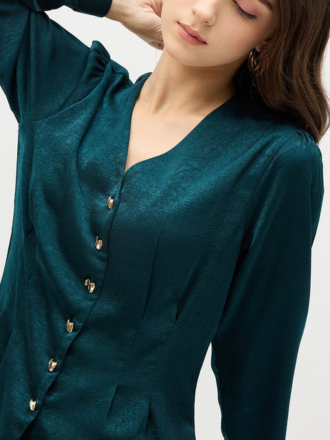 Madame Teal Textured Satin Co-ord Set