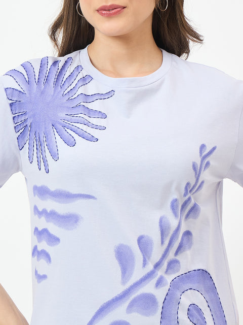 Madame Mauve Cotton Half-Sleeve Top