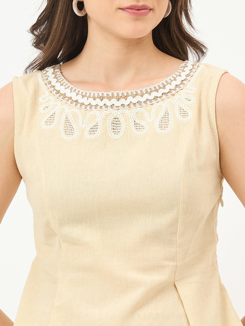 Madame Beige Embroidered Co-ord Set