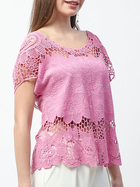 Madame Lace Pink Cotton Top