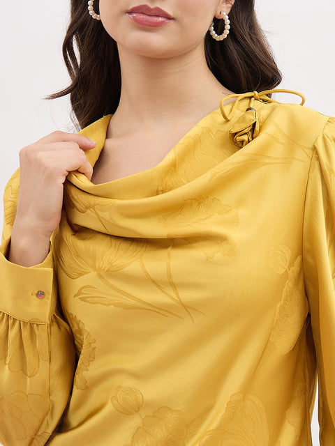 Madame Self Designed Cowl Neck Satin Top