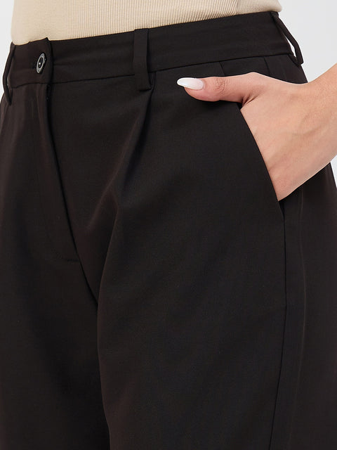 Madame Black Pleated Formal Trousers
