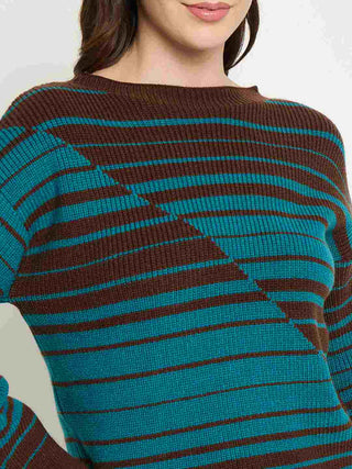 Madame Brown Stripe Print Sweater