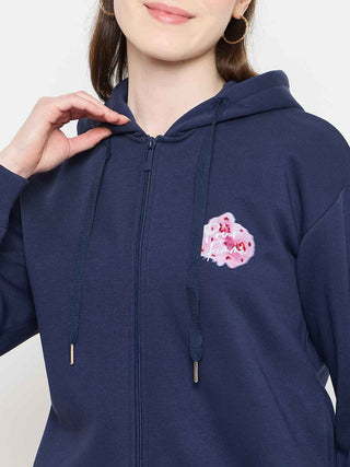 Madame Hooded Blue Sweatshirt with Zipper