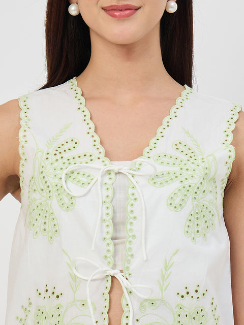 Madame White Embroidered Co-Ord Set