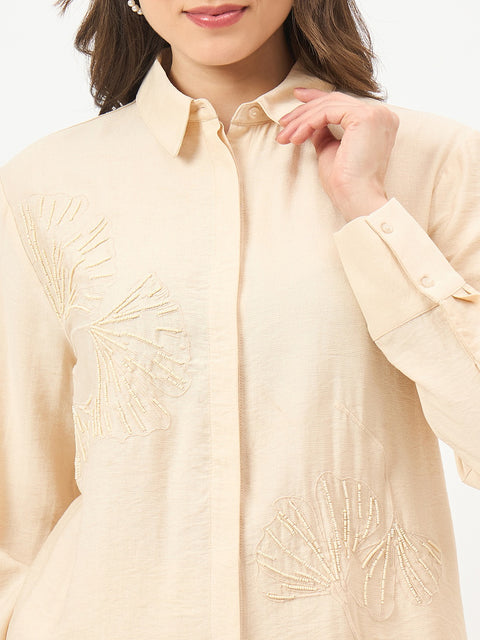 Madame Beige Rayon-Blend Co-ord Top