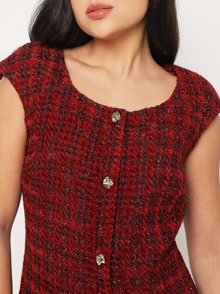 Madame Sleeveless Maroon Sheath Dress