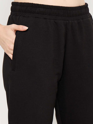 Madame Typography Print Black Straight Track Bottoms