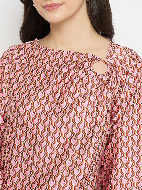 Madame Multi Color Chevron Print Top