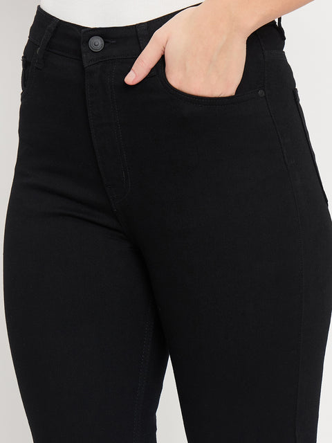 Madame Black Cotton Straight Fit Jeans