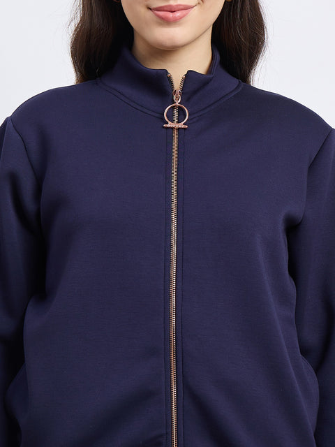 Madame Solid Dark Navy Sweatshirt