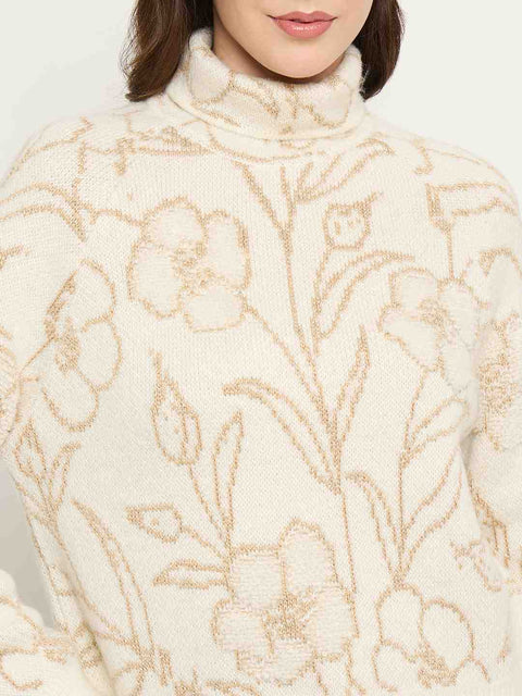 Madame Floral Print Off White Sweater