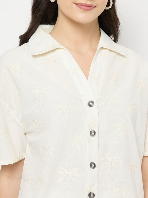 Madame Ivory Cotton Printed Top and Trousers Co-ord Set