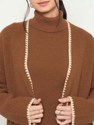 Madame Three Piece Solid Brown Knit Co-ord Set
