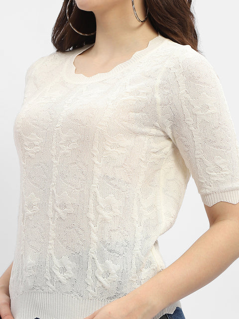 Madame Crinkled Beige Sheer Top
