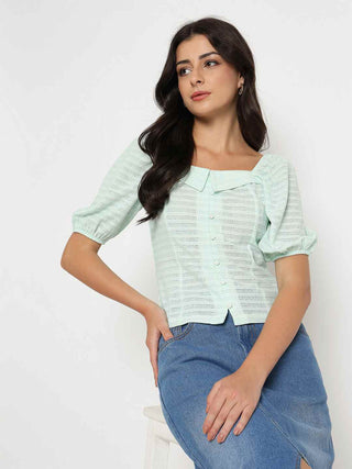 Madame Tie Detail Off Shoulder Turquoise Top