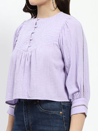 Madame Puff Sleeve Lilac Tunic Top