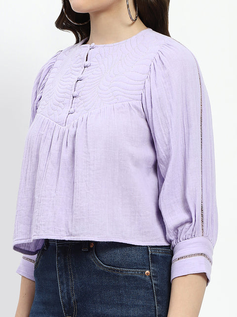 Madame Puff Sleeve Lilac Tunic Top