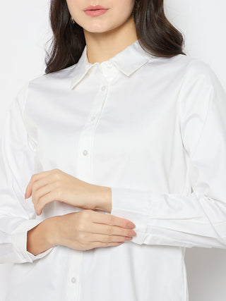 Madame White Cotton Blend Shirt