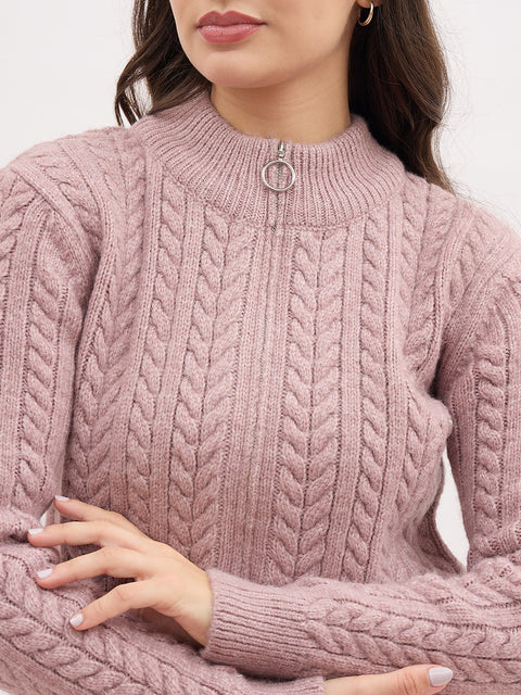 Madame Mauve Fancy Zipper Sweater