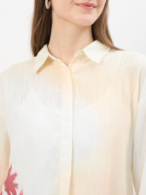 Madame Flower Print Off White Shirt