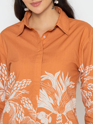 Madame Botanical Print Shirt and Bottoms Warm Amber Co-ord Set