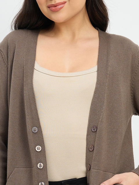 Madame Brown Knit Long Shrug