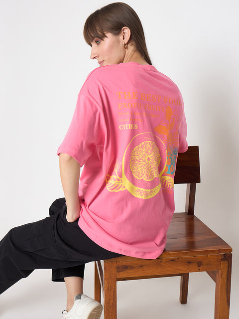 Madame Front and Back Graphic Print Pink T-shirt