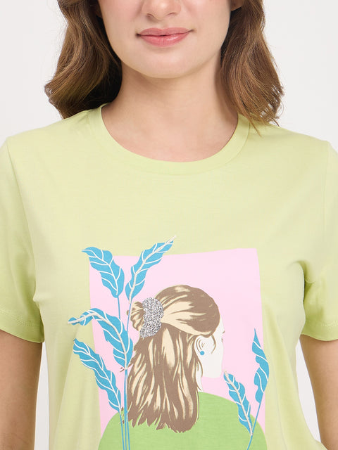 mSECRET Green Printed Cotton Night Suit