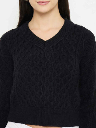 Madame Cable Knit Black Acrylic Sweater