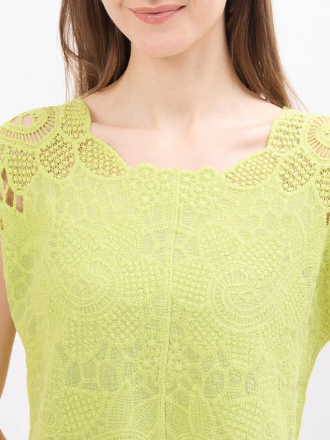 Madame Lace Fabric Lime Green Cotton Top