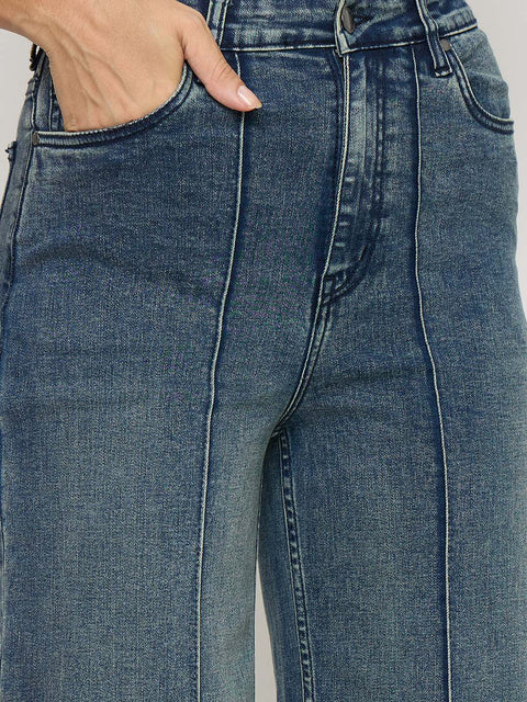 Madame Double Wash Blue Wide Leg Jeans
