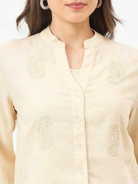 Madame Off-White Cotton Gather Top