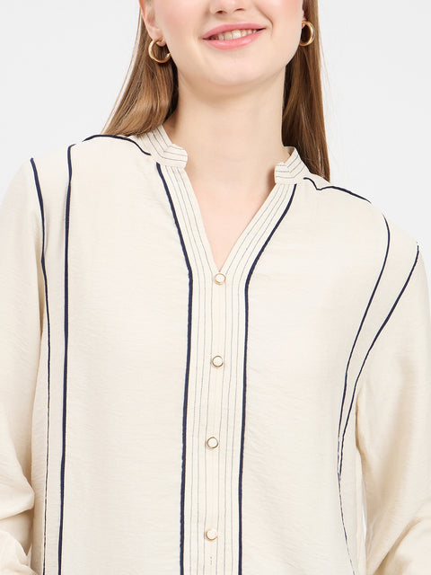 Madame Lace Detail Rayon Blend Beige Top